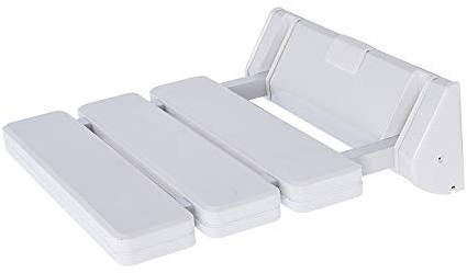 RMAN Duschsitz Klappbar Wandmontage Duschhocker bis 130kg Duschstuhl Badestuhl Platzsparend Duschklappsitz rutschfeste Duschsitz Hocker für Senioren Kinder Schwangere Sitzhilfe Weiß