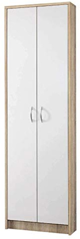 Avanti Trendstore - Rodolfo - Garderobenschrank mit 2 Türen, aus Holzdekor Sonoma Eiche und Weiß, Maße: BHT 55x190x25 cm