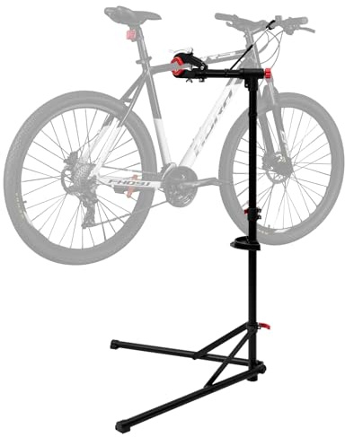 WOLTU Fahrradmontageständer, Fahrrad Reparaturständer, Montageständer für Fahrräder dreibeinig, mit Werkzeugablage, höhenverstellbar klappbar 360° drehbar, bis 25 kg, aus Metall