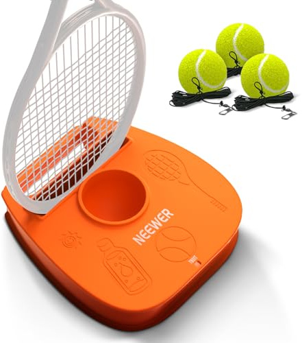 NEEWER Solo Tennistrainer-Rückprallball Set mit Rutschfester, beschwerter Eisenbasis, Schlägerhalter, 3 elastischen Tennisbällen, Selbsttrainings Rückprallgerät für Erwachsene und Anfänger, TB01Z