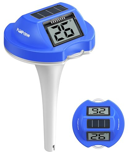 PoolPrime Pool Thermometer mit Doppelbildschirm, leicht ablesbar, Poolthermometer Schwimmend mit digitaler Anzeige, IPX7 wasserdicht für Hot Tubs, Cold Tubs und Schwimmbäder. (Darkblue)
