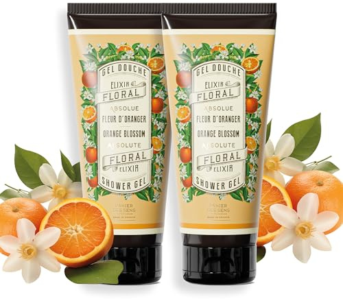 Panier des Sens – Duschgel mit Orangenblüte – Feuchtigkeitsspendendes Körperwaschgel für Damen und Herren mit Olivenöl – 96% natürliche Inhaltsstoffe – Veganes Duschgel – 2 x 200ml