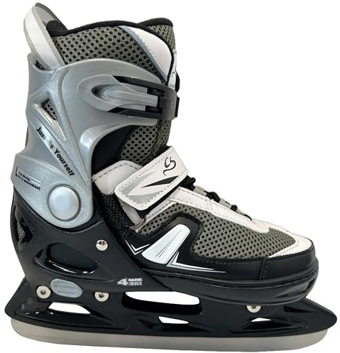 Cox Swain verstellbare Schlittschuhe Push, Eislaufschuhe für Kinder, Jugendliche und Erwachsene bis 100KG, vorgeschliffene Edelstahlkufe, Softboot, Black, Gr. M (37-40)
