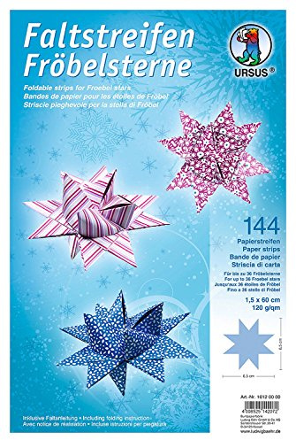 Ursus 16120000 Faltstreifen Fröbelsterne, 144 Streifen, 1,5 x 60 cm, 120 g/qm