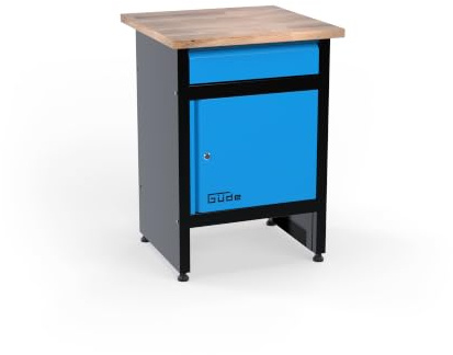 Güde Werkbank GW 1/1 S - 60 x 60 x 3 cm Arbeitsplatte, bis 300 kg belastbar | 88,5 cm Arbeitshöhe, Schublade mit Vollauszug 25 kg Tragfähigkeit B 44 / H 11,5 / T 40 cm, kugelgelagert, abschließbare Türe