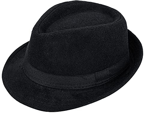 Trilby-Fedora-Hut für Kinder, Jungen, kurz, für 4–8 Jahre, schwarz, 4-8 Jahre