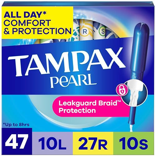Tampax Pearl Plastic Tampons, Multipack, leicht/regulär/super saugfähig, geruchlos, 47 Stück