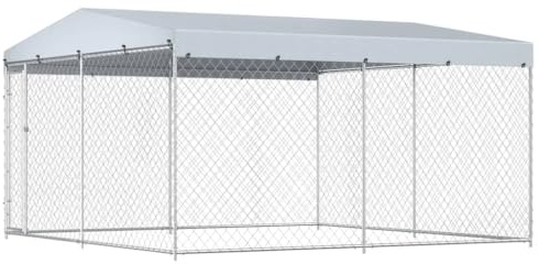 vidaXL Outdoor Hundezwinger mit Überdachung 382x382x225 cm Hundehütte Hundekäfig