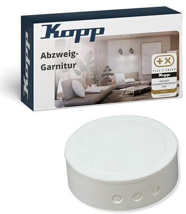 Kopp Abzweig-Baldachin-Garnitur in Weiß - Hochwertige Abzweigdose inkl. Befestigungsmaterial - Deckenbaldachin aus Kunststoff - Abzweigdose-Baldachin für saubere Kabelverteilung & einfache Montage