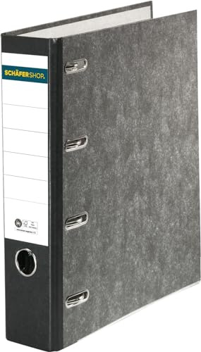 SCHÄFER SHOP Doppel-Ordner 2xA5 Extrabreit 80mm - Profi Aktenordner Qualitäts-Hebelmechanik - Made in Germany - Elegantes Wolkenmarmor Design
