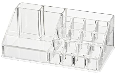 WENKO Kosmetik Organizer Femme - mit 16 Aufteilungen, Acryl, 22.5 x 8 x 12.5 cm, Transparent