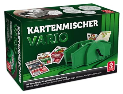 ASS Altenburger 22574033 - Kartenmischer Vario mit Handkurbel, für unterschiedliche Kartenformate geeignet, im Faltkarton, Grün, Breite: 24,30 cm Höhe: 15,70 cm Länge: 10,60 cm