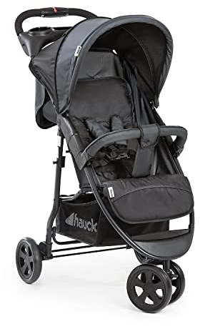 hauck Citi Neo II, Dunkelgrau - Dreirad Kinderbuggy ab Geburt bis 22 kg mit Liegefunktion, Becherhalter, Tasche im Verdeck, XL Korb bis 3 kg, Einhändig Zusammenklappbar, Leicht - 7,5 kg