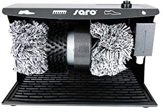 SARO Schuhputzmaschine – 2 Polierbürsten + Reinigungsbürste – Fußschalter – Schuhcremespender – Farbe anthrazit – Modell ESP 006