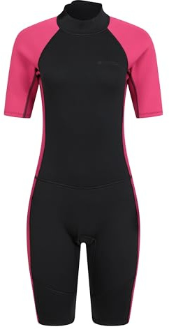 Mountain Warehouse Shorty Damen-Wetsuit -2,5 mm, Neoprenanzug für Frauen, Flatlock-Nähte - kurzer Damen-Neoprenanzug, ideal zum Tauchen, Surfen und Schwimmen Schwarz Damengröße EU 52-54