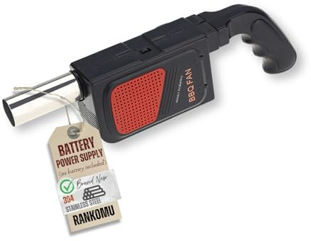 Rankomu Elektrisches Grillgebläse mit Edelstahl-Düse,Batteriebetrieben(4 x AA-Batterien), Tragbarer BBQ Ventilator für Holzkohlegrill, Camping & Outdoor, 9500 RPM Luftstrom