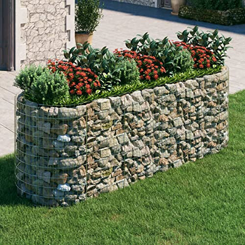 Gabionenstein-Käfig aus verzinktem Metall – 300 x 100 x 100 cm, Metalldrahtkorb für Felsfüllung, langlebige Gabion aus verzinktem Stahl für Landschaftsbau, Erosionskontrolle & Gartengestaltung