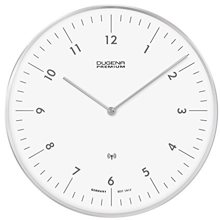 Dugena Dessau Funk-Wanduhr, silber, 32 cm, Araber, silber