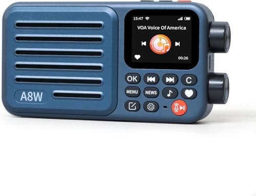 Choyong A8W Tragbarer Smart-Internet-Radio-Empfänger, WLAN/4G-Radio-Lautsprecher mit FM, Micro-SD-Karte, alle Welt-Radios, für Zuhause mit WLAN, Digitalradio, choyoung