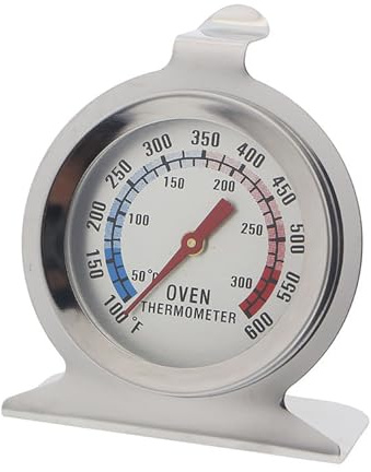 jatimdotin Ofenthermometer, Backofenthermometer Edelstahl Backofen Thermometer Backofenthermometer Innen Backthermometer für Küchenbackwaren mit Großem Zifferblatt Silber