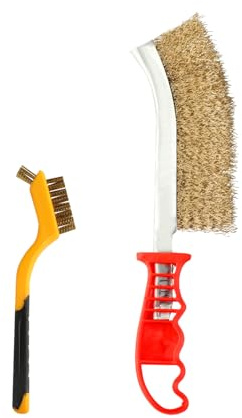ErShiPing 2 Stück Drahtbürsten Set, zum Reinigen von Rostentfernung | 1 große + 1 kleine Handdrahtbürste Set, Messingbürsten Metallbürsten Set, Farbe und Schweißschlacke Werkzeuge