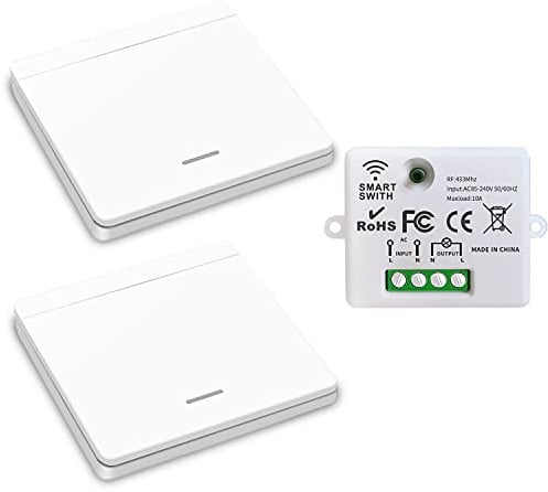 DieseRC Funk-Lichtschalter, Funk-Sender-Sicherheitsschalter und Empfänger-Controller 10A, einfache Installation für Lampen bis 1500W