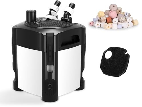 AQQA Aquarium Außenfilter, 1200L/h Einstellbarer Aquarium Filter mit 3-Stufige Filtration, 18W Leiser Außenfilter für Aquarien bis 250L