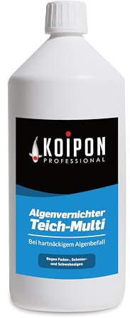KOIPON Algenvernichter Teich-Multi 1 L gegen Fadenalgen & Schwebealgen | Vernichtet schnell hartnäckige Faden-, Schmier- & Schwebealgen im Gartenteich – ohne Chemie, Made in Germany