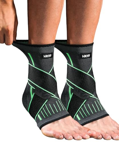 Kuzimua 2 Stück Verstellbare Sprunggelenkbandage & Knöchelbandage, Bandage Fußgelenk & Fußbandage bei Plantarfasziitis, Achillessehne, Sport | Orthopädisch Universal Links/Rechts (2x Grün, XL)