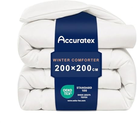 ACCURATEX 450GSM Premium Bettdecke 200x200 cm, warme Winterdecke mit Flauschiger Daunen-Alternative Füllung, weich & atmungsaktiv, allergikerfreundlich (Oeko-TEX), Bettdecken mit Eckbändern, waschbar