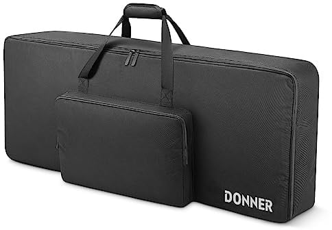 Donner Gigbag für 61-Tasten-Keyboards, tragbares Keyboard-Klavier-E-Piano-Case mit Reißverschlüssen und Tragegriff, wasserdicht, 10 mm gepolstert, 600D Oxford Nylon, 104 x 13 x 41 cm, Schwarz