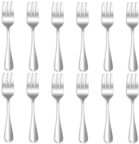 Qucher 12 Stück 14.5cm Kuchengabel,Dessertgabeln,Fruchtgabel,Edelstahl Set