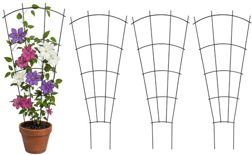 Thealyn Rankgitter Metall 4er Set, 81,5 x 31 cm, Rankhilfe für Kletterpflanzen und Topfpflanzen, Pflanzenspalier für Zimmerpflanzen, Balkon, Garten und Hochbeet, Schwarz