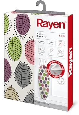Rayen | Bügelbrettbezug, Universal, EasyClip, Mittlere Serie, 126x40 | Installation in Sekunden mit EasyClip, Hitzeschutz für Ihr Bügelbrett, Faltenfreie Passform, Robust und Langlebig