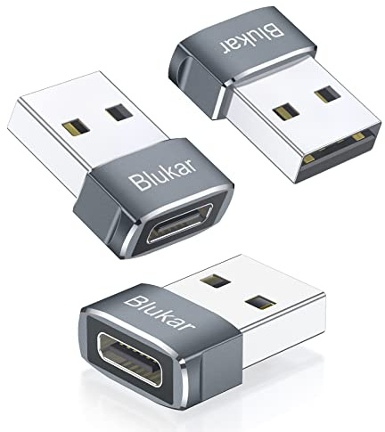 Blukar USB C Buchse auf Stecker Adapter, [3 Stück] USB A Netzteil Ladegerät Ladekabel Kompatibel mit iPhone 15/12, iPad 2020/Air 4, Galaxy S20/S21, Google Pixel usw