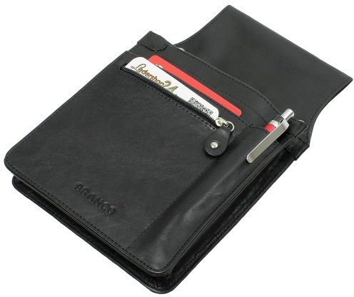Ledershop24 XXL Profi Holster Halfter ECHT Leder KELLNERHOLSTER Gastronomie KELLNERTASCHE GÜRTELTASCHE KELLNERHALFTER SCHWARZ MIT GROSSEN REISSVERSCHLUSSFACH