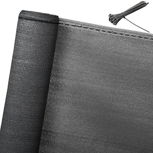 WOLTU Zaunblende 1x15m, 150 g/m² HDPE Tennisblende Schattiernetz Gartensichtschutz Windschutz Staubschutz Sonnenschutz Gewebe Netz mit Kabelbinder anthrazit