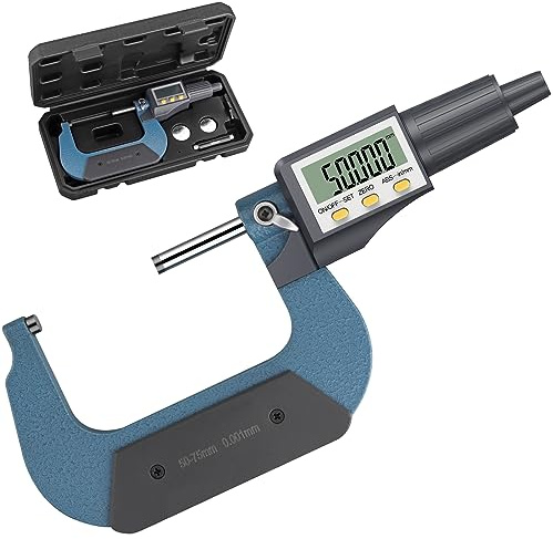 AUTOUTLET Micrometer Digitale Bügelmessschraube 50-75mm/ 0.001mm, Hohe Präzision LCD Digitale Mikrometer Mikrometerschieber Länge Messwerkzeug Mikrometer 0.001mm(0.00005")