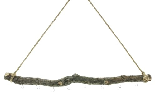 FRANK FLECHTWAREN Dekoast Natur, Holz, 8 Metallhaken, Jute, Maße: ca. 78 x 5 cm, Vielseitige Gestaltung Möglich