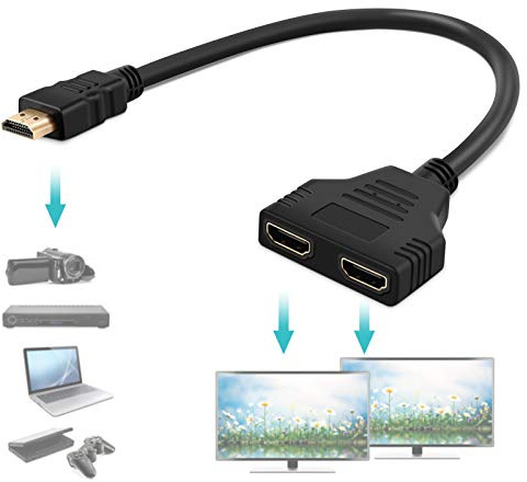 Stecker Auf 2 Buchsen Splitter Adapterkabel Mit 30 Cm | 1080P, HDTV, DVD Player, LCD Projektoren, Blue Ray, Signalrouter, Schwarz, Männlich Weiblich