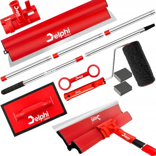 Flächenspachtel Set 60cm 8-Teiliges mit Spachtelwalze und 2m Teleskopstange | 60 cm Breite, 8 Teile, 2 m Stange, Für Wände, Leichtes Auftragen, Ergonomischer Griff