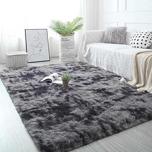 Pauwer Weich Teppich Bettvorleger für Schlafzimmer Shaggy Waschbar Teppich Hochflor Wohnzimmerteppich, 80 x 160 cm