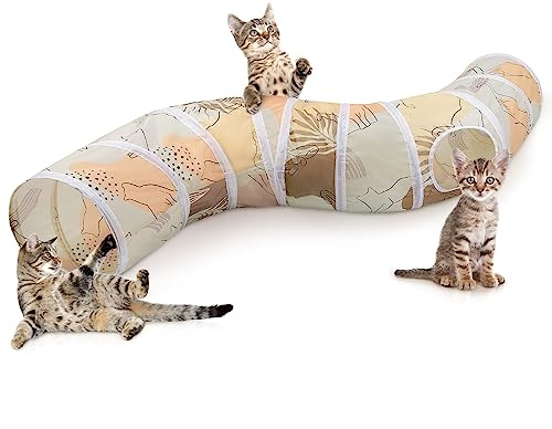 Hedgeink Katzentunnel S-förmig mit Spielzeugball – Faltbarer Katzenspielzeug Tunnel & Peekaboo Katzenhöhle für Katzen, Kaninchen, Meerschweinchen & Frettchen