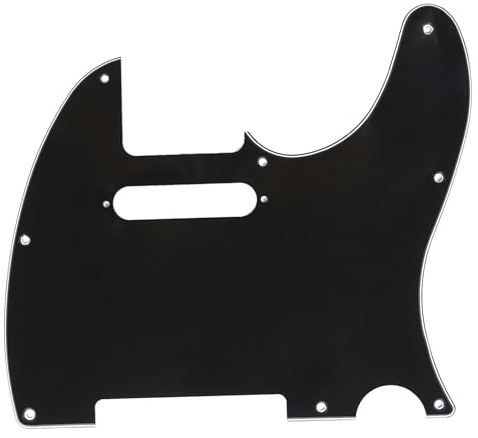 Musiclily 8 Löcher Tele Schlagbrett Pickguard für Fender American/Mexican Standard Telecaster Modern Style E-Gitarre,3 lagig Schwarz