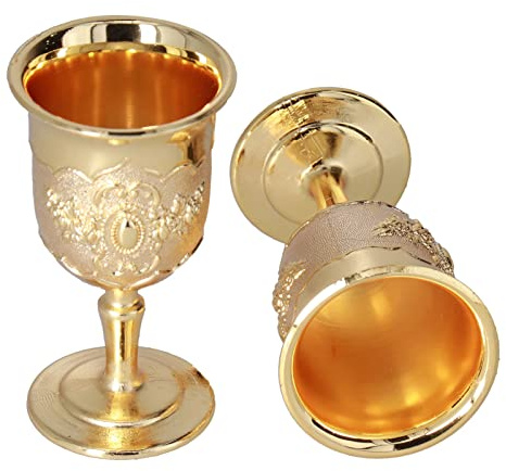 Fyearfly Mini Gold Kelch – 2 Stück Kleines Weinglas Europäische Hochwertige Goldene Retro Vintage Klassische Ornamente Dekoration Für Die Persönliche Sammlung Heimdekoration