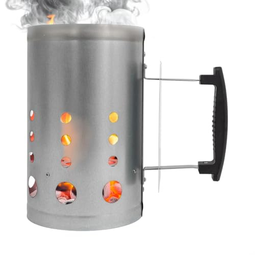 Amig - Anzündkamin - Kohlenanzünder für Grill - Schnelles und sicheres Anzünden - 27 x 17,5 x 30 cm - Verzinkter Stahl - Metallisch