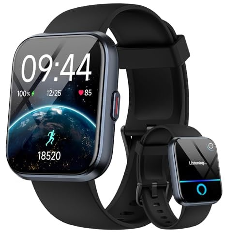 Smartwatch Herren Damen, 1.8" Smart Watch mit Telefonfunktion, Fitnessuhr Herren Pulsuhr mit Herzfrequenz/Schlafmonitor, 3ATM Wasserdicht Smartwatch für Samsung/iPhone/Android, Uhren Schrittzähler