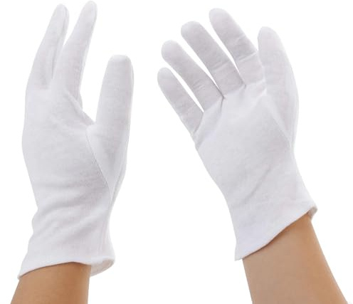 Incutex 2 Paar Baumwollhandschuhe Handschuhe Baumwolle Trikot Handschuhe cotton gloves feuchtigkeitsspendende Handschuhe, Größe L, weiß