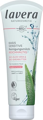 lavera basis sensitiv Reinigungsmilch Bio Aloe Vera & Sheabutter ∙ Trockene & sensible Haut ∙ Vegan Bio Pflanzenwirkstoffe Naturkosmetik Natural & innovative Gesichtsreinigung 2er Pack(2x125 ml)