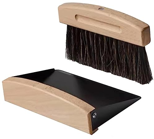 Tischbesen Besen und Kehrschaufel Set, Mini Besen | Tischfeger Tischbesen und Schaufel Tischbürste Krümelbürste Kehrbesen Mehlbesen für Küche Wohnzimmer (Schwarz)